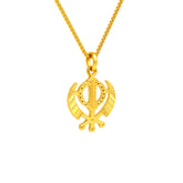 22K Gold Timeless Laser-Etched Khanda Sikh Pendant